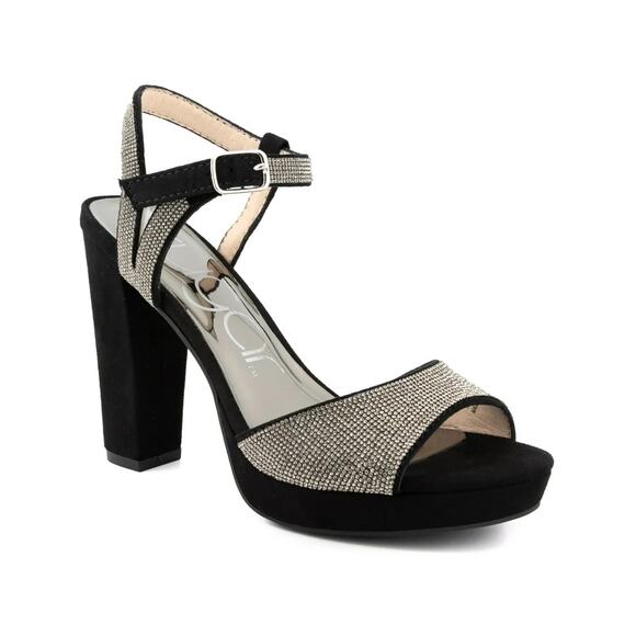 Sugar Women's Prisila Microsuede Rhinestone High Heel Sandals, Black Size 7.5M - Picture 2 of 5